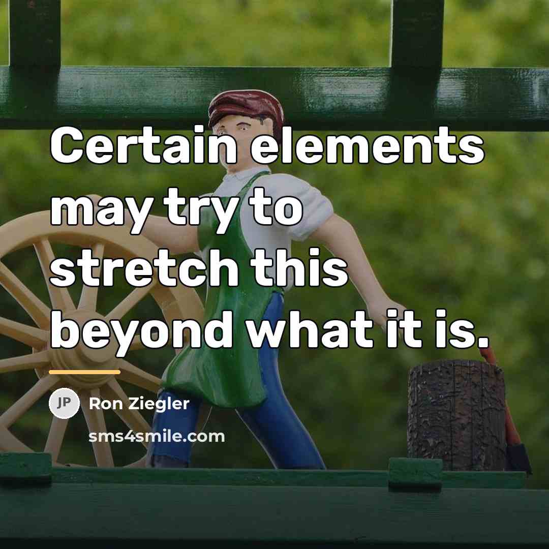 “Certain elements may try to stretch this beyond what it…” quote by Ron Ziegler
