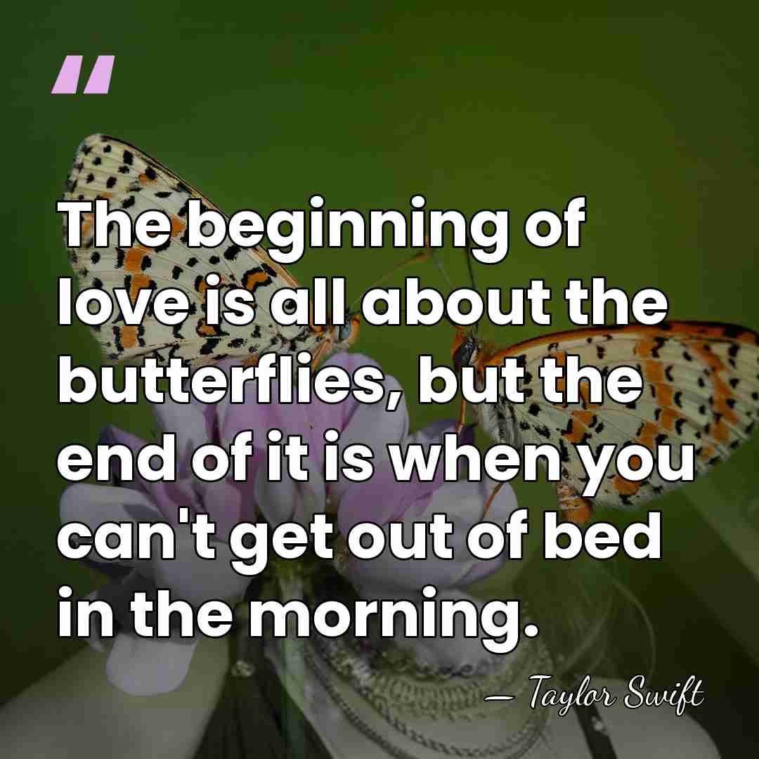 The beginning of love is all about the butterflies, but the end&hellip; - Taylor Swift