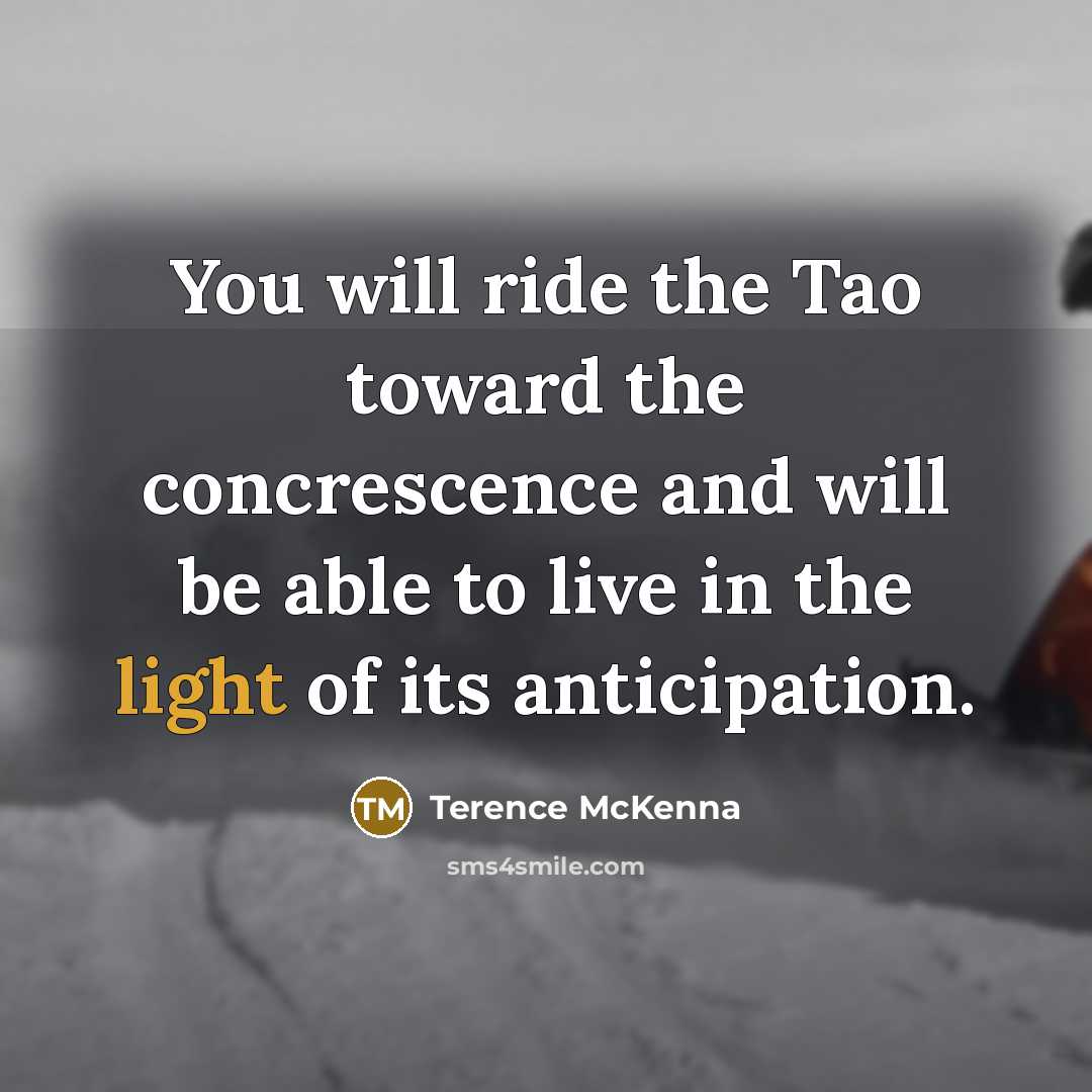 “You will ride the Tao toward the concrescence and will…” quote by Terence McKenna