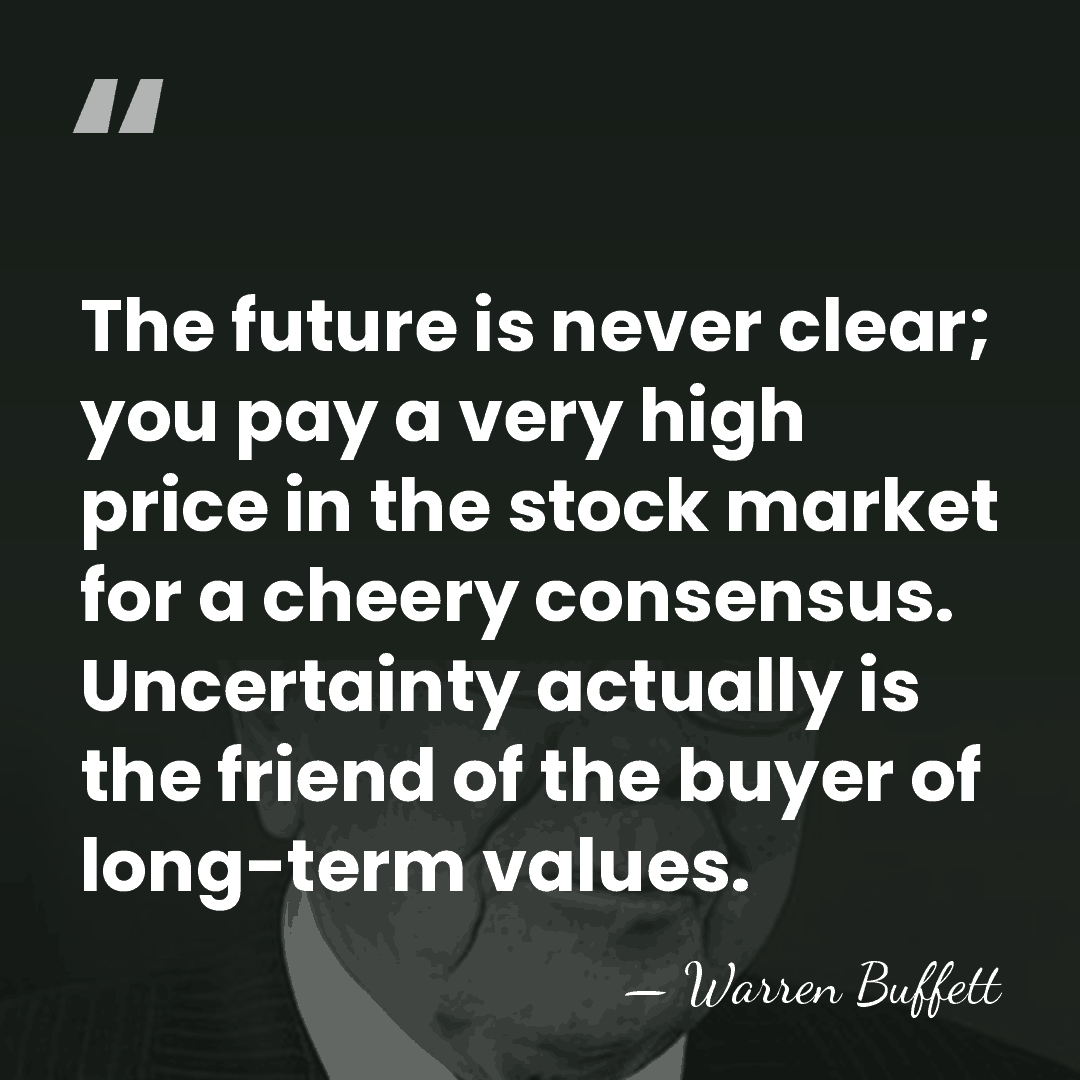 The future is never clear; you pay a very high price in&hellip; - Warren Buffett