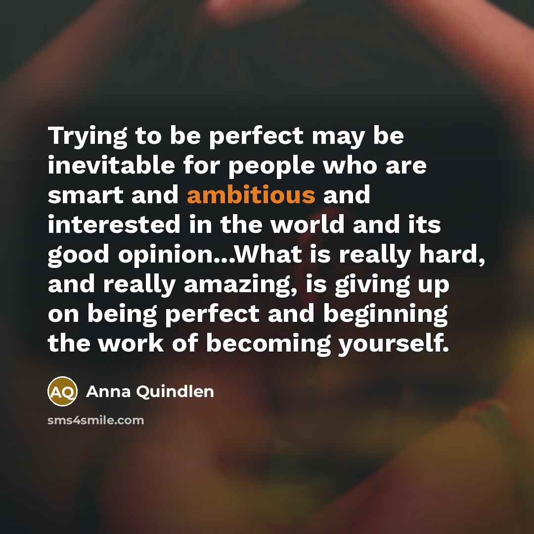 “Trying to be perfect may be inevitable for people who…” quote by Anna Quindlen