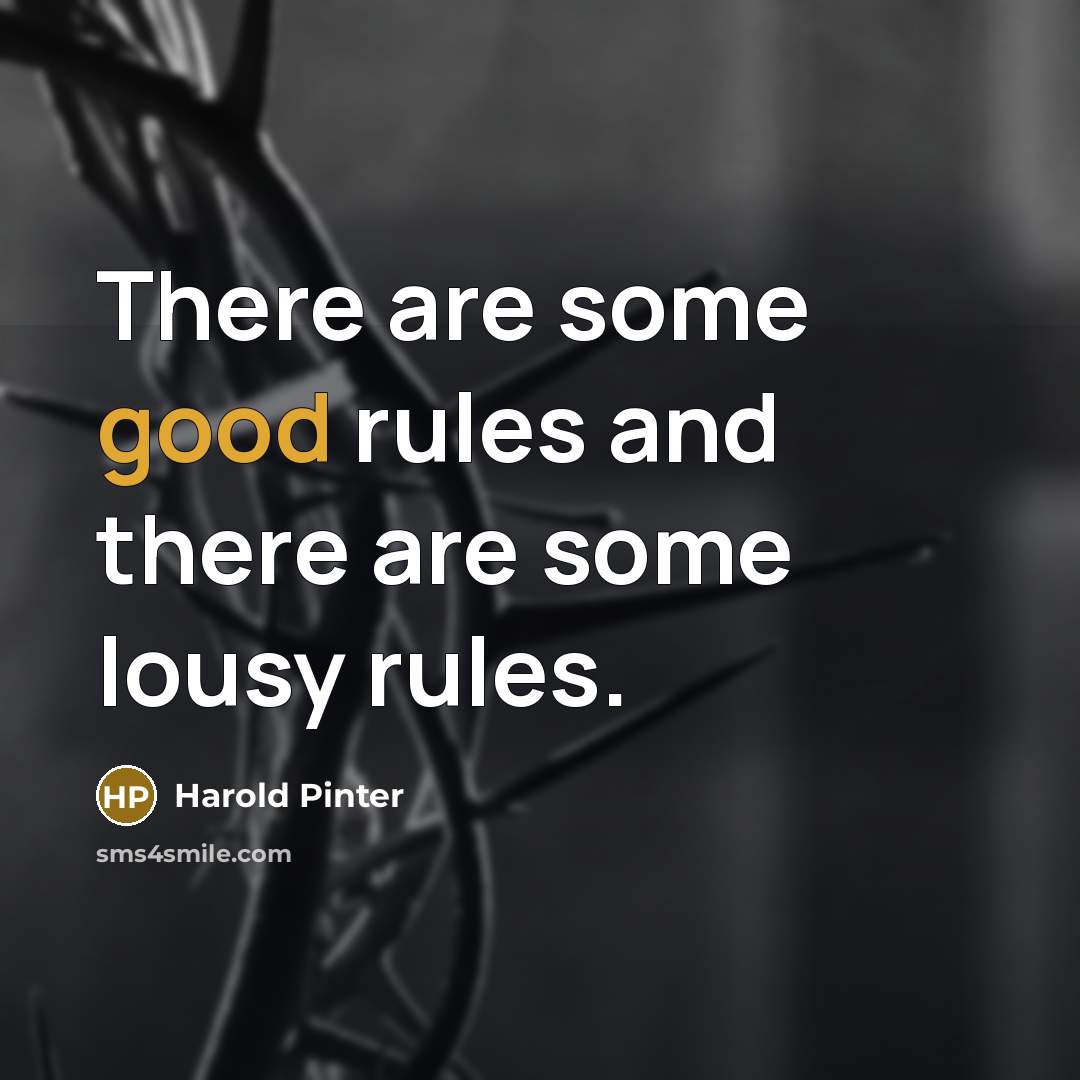 “There are some good rules and there are some lousy…” quote by Harold Pinter