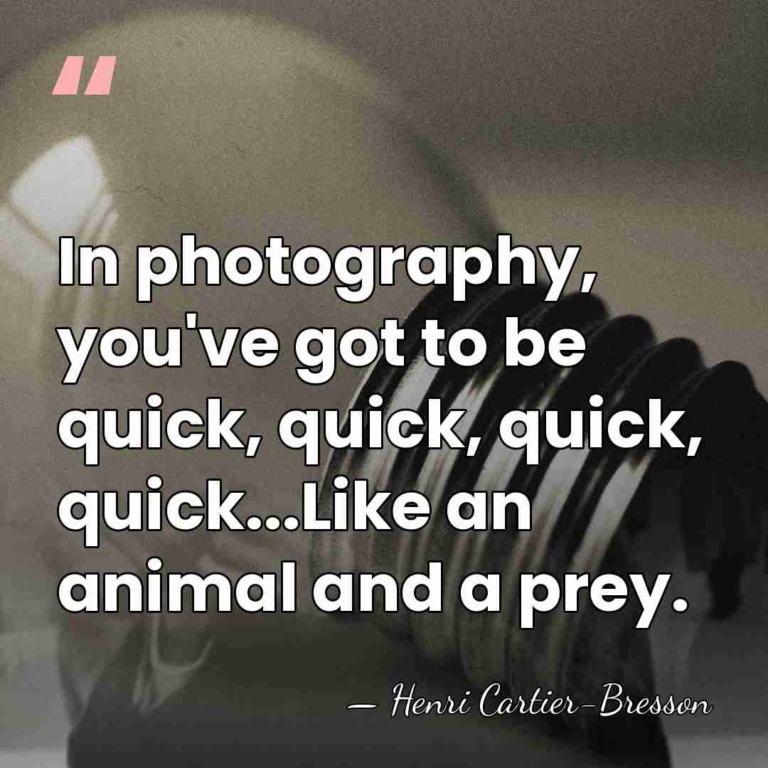 In photography, you've got to be quick, quick, quick, quick...Like an animal&hellip; - Henri Cartier-Bresson