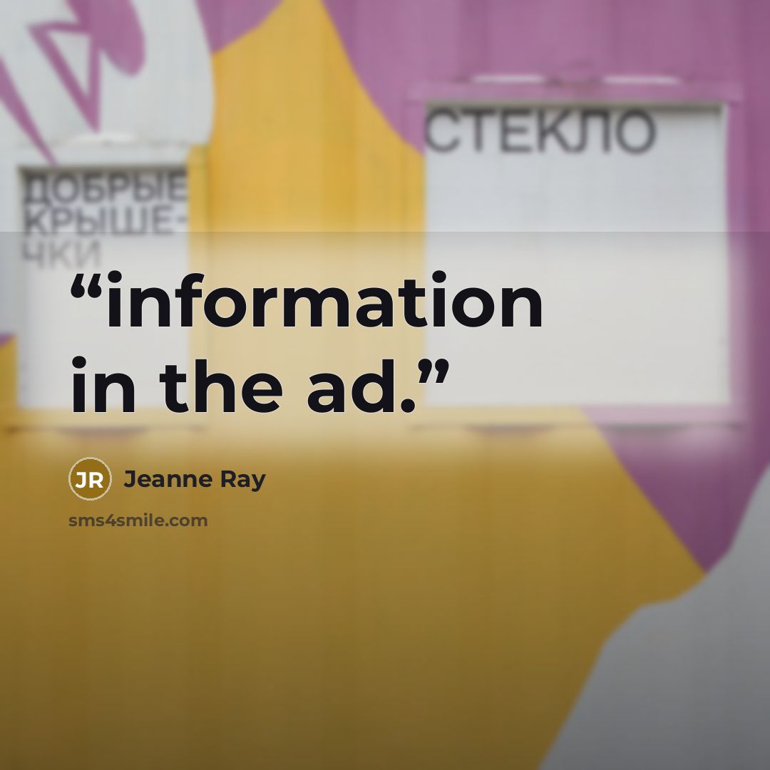 “information in the ad.” quote by Jeanne Ray