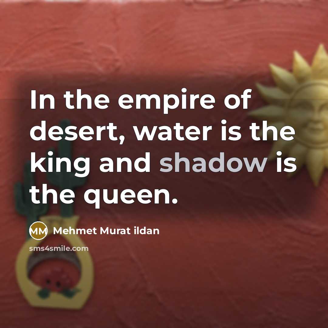 “In the empire of desert, water is the king and…” quote by Mehmet Murat Ildan