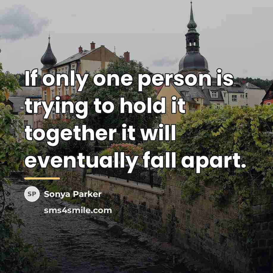 “If only one person is trying to hold it together…” quote by SONYA PARKER