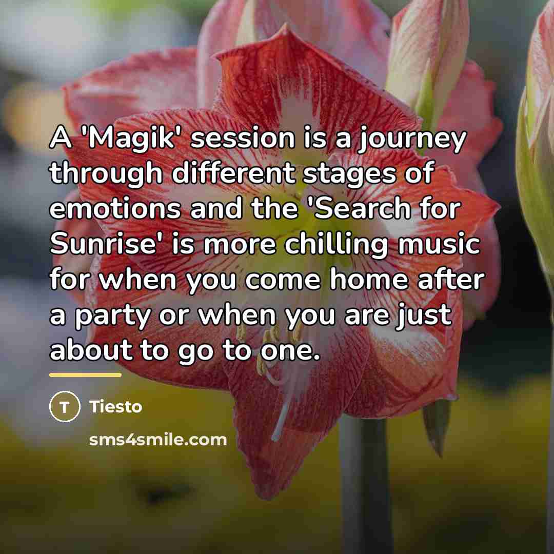 “A 'Magik' session is a journey through different stages of…” quote by Tiesto