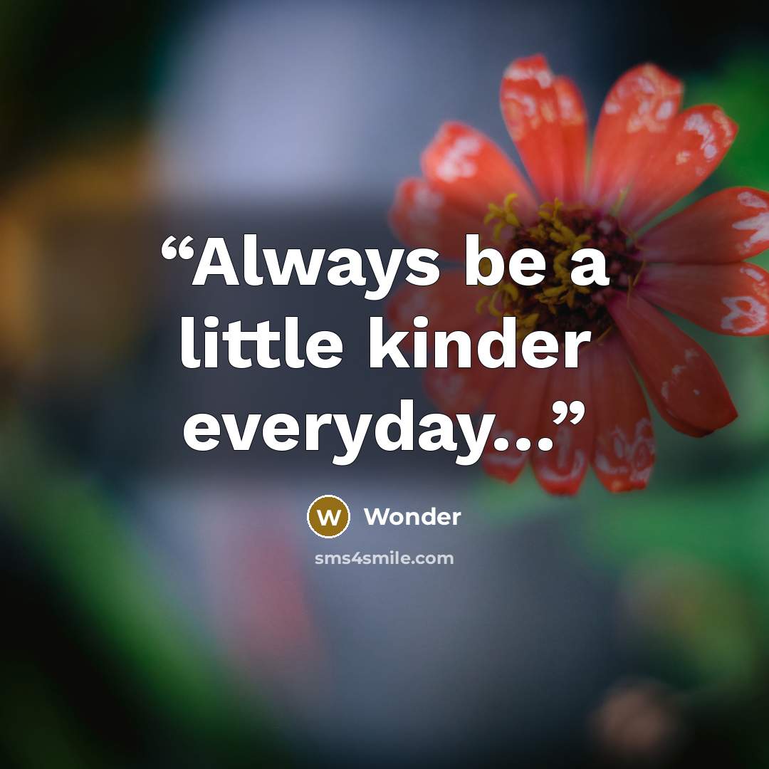 “Always be a little kinder everyday…” quote by Wonder