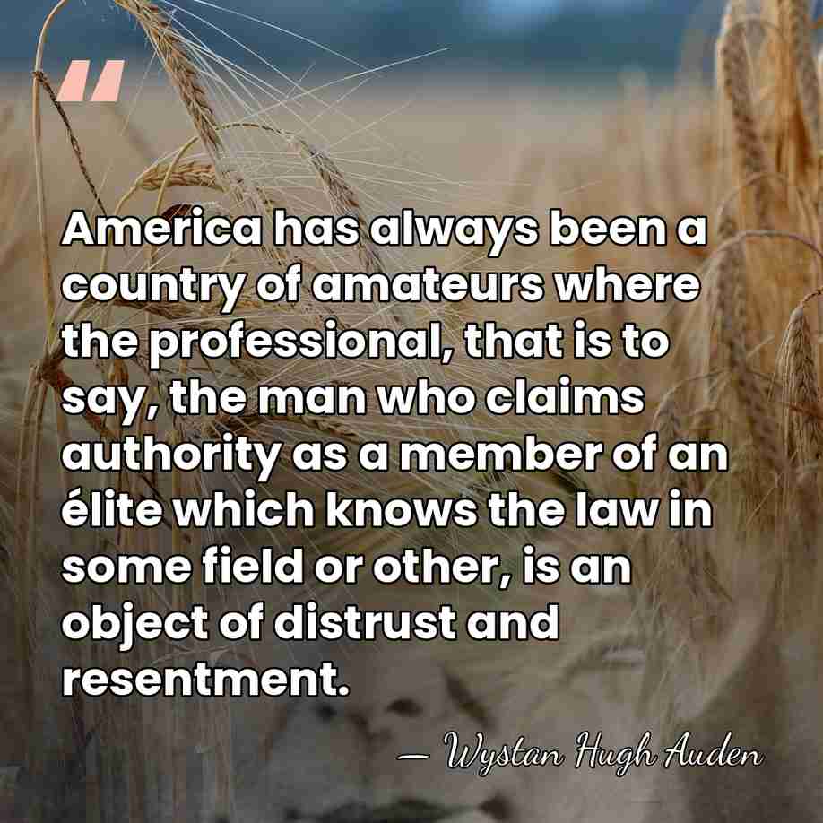 America has always been a country of amateurs where the professional, that&hellip; - Wystan Hugh Auden