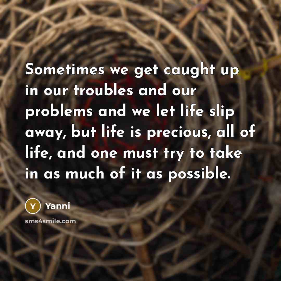 “Sometimes we get caught up in our troubles and our…” quote by Yanni