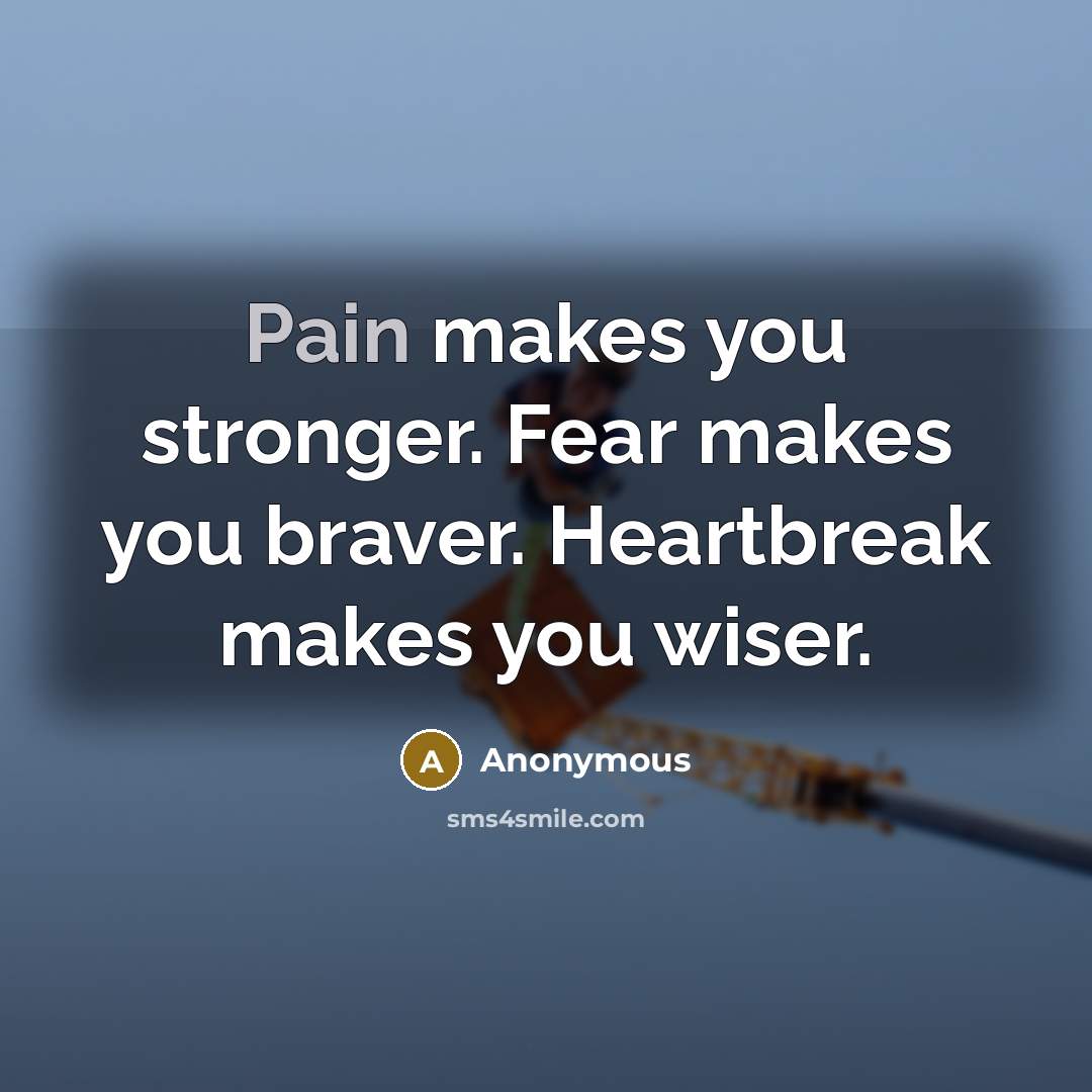 “Pain makes you stronger. Fear makes you braver. Heartbreak makes…” quote by Anonymous