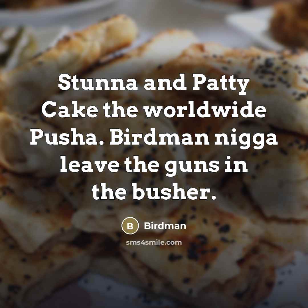 “Stunna and Patty Cake the worldwide Pusha. Birdman nigga leave…” quote by Birdman