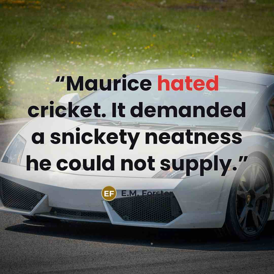 “Maurice hated cricket. It demanded a snickety neatness he could not supply.” quote by E.M. Forster