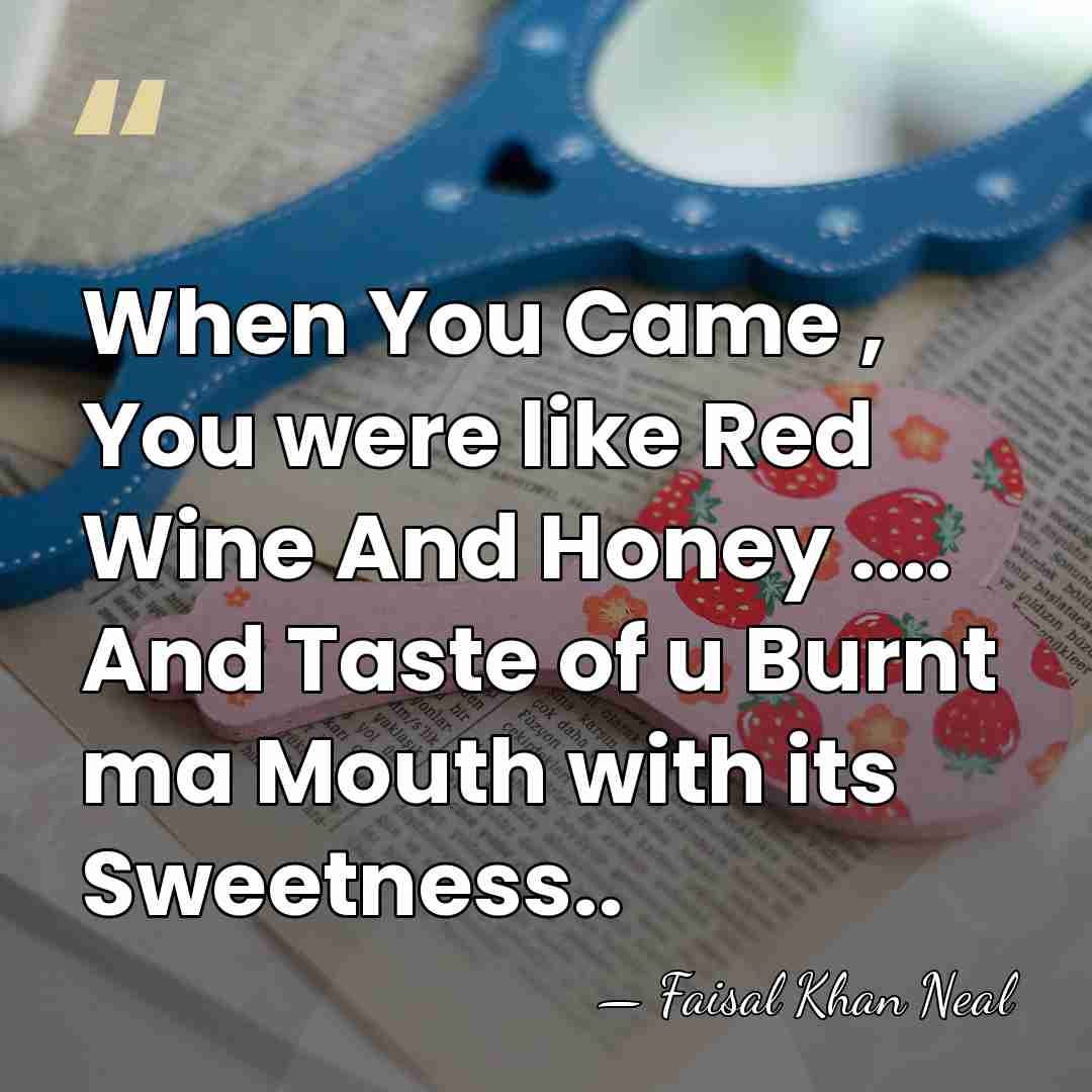 When You Came , You were like Red Wine And Honey ....&hellip; - Faisal Khan Neal