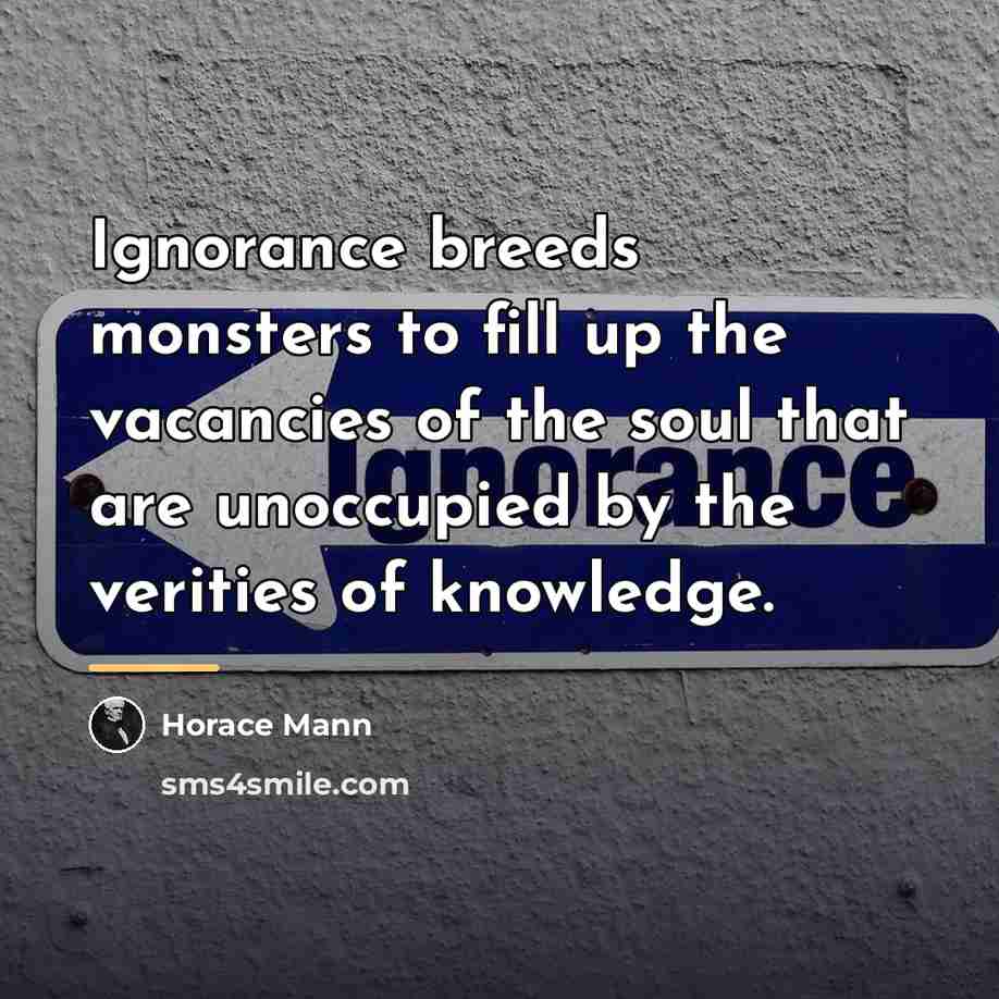 “Ignorance breeds monsters to fill up the vacancies of the…” quote by Horace Mann