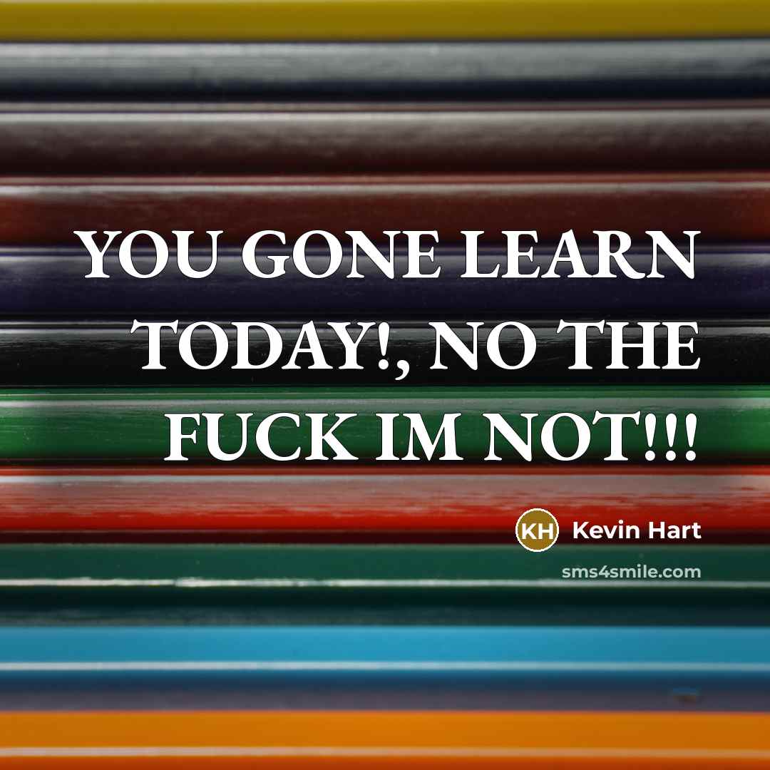 “YOU GONE LEARN TODAY!, NO THE FUCK IM NOT!!!…” quote by Kevin Hart
