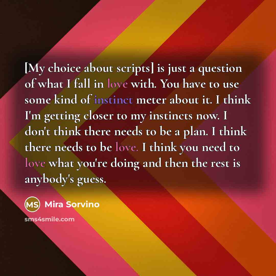 “[My choice about scripts] is just a question of what…” quote by Mira Sorvino