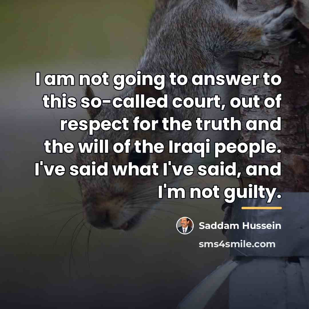 “I am not going to answer to this so-called court,…” quote by Saddam Hussein