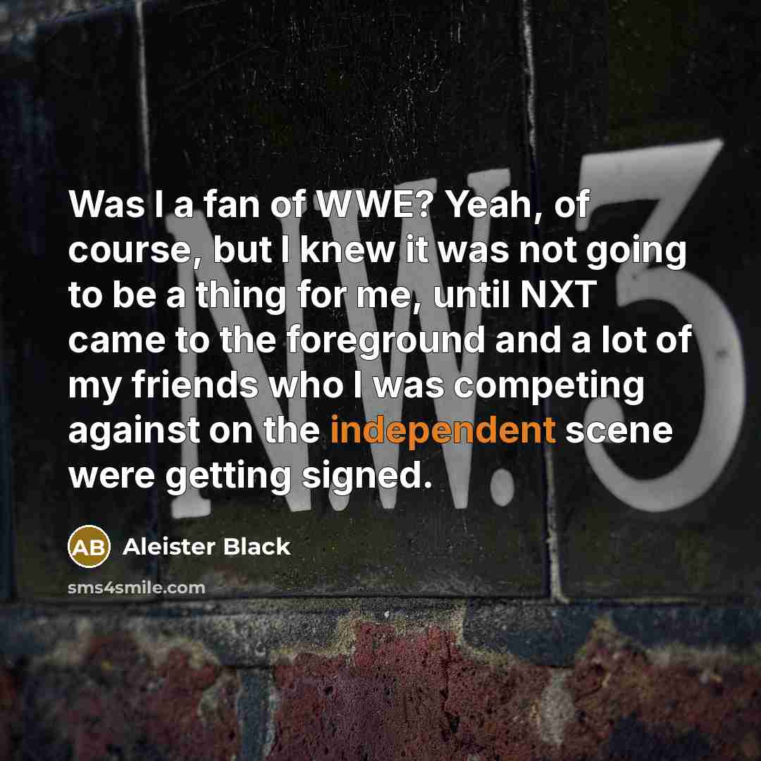 “Was I a fan of WWE? Yeah, of course, but…” quote by Aleister Black