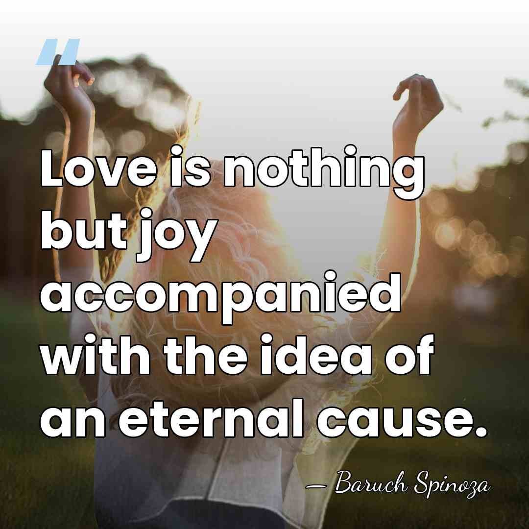 Love is nothing but joy accompanied with the idea of an eternal&hellip; - Baruch Spinoza