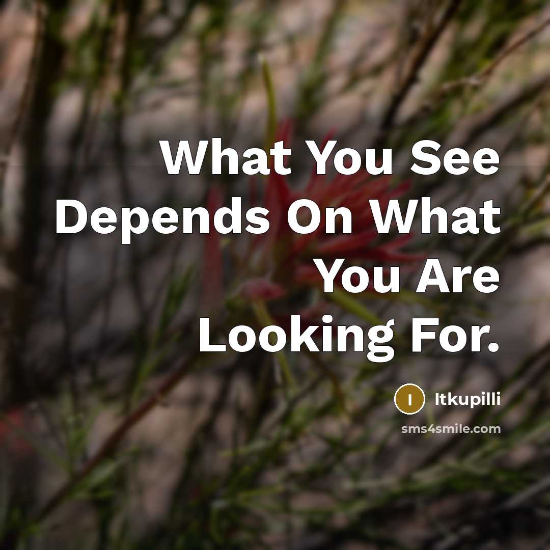 “What You See Depends On What You Are Looking For.” quote by Itkupilli