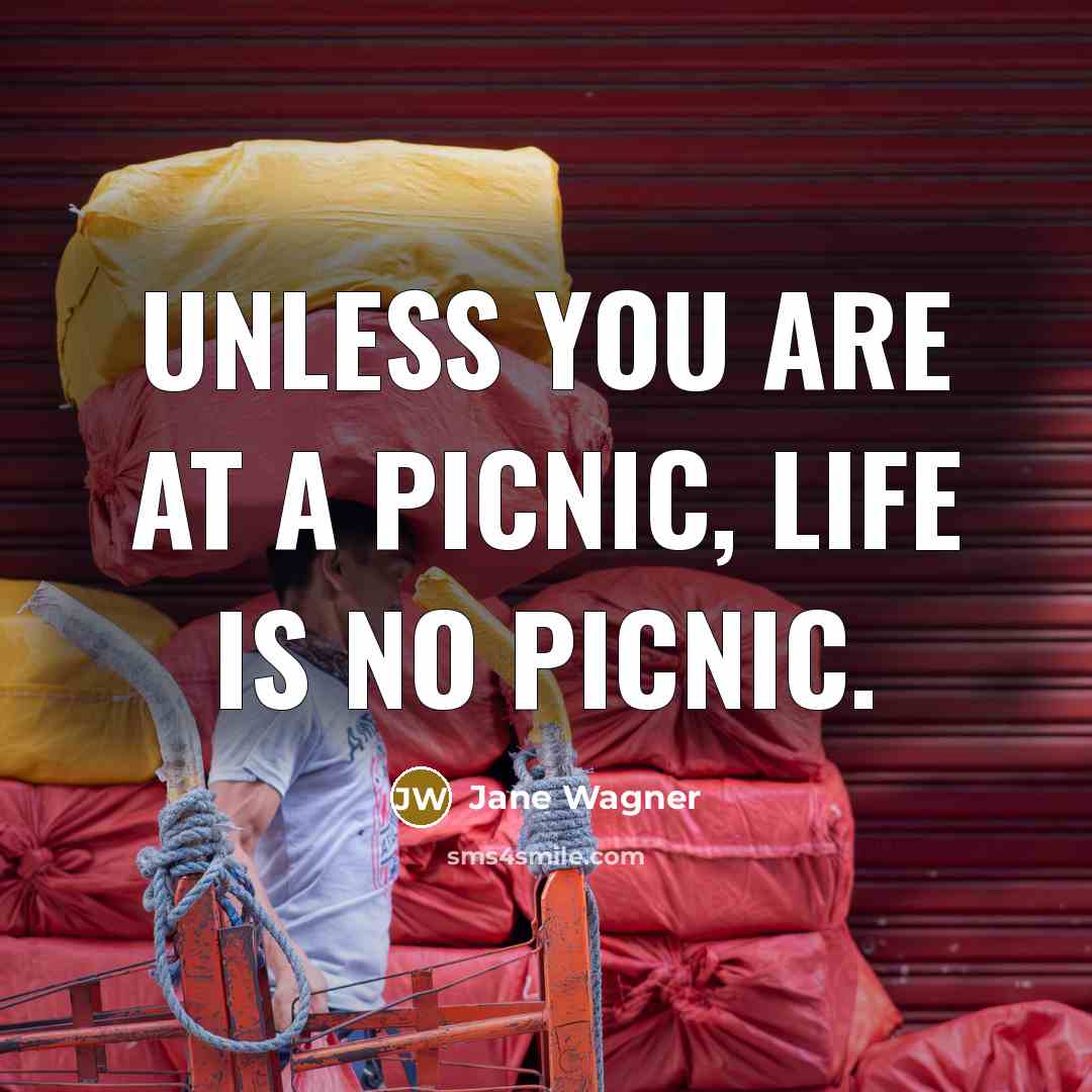 “Unless you are at a picnic, life is no picnic.…” quote by Jane Wagner
