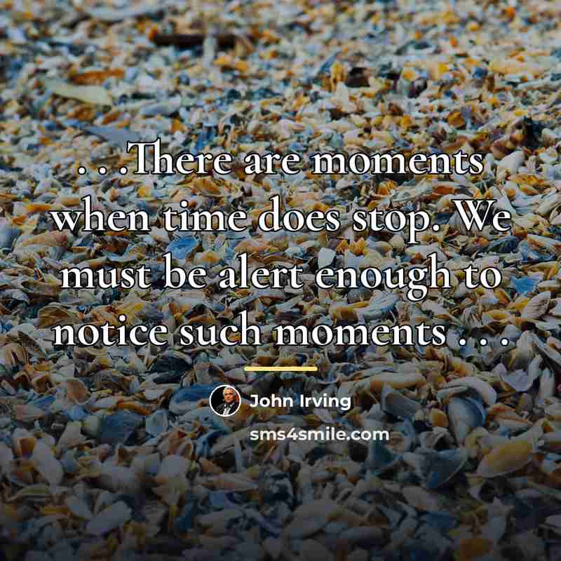 “. . .There are moments when time does stop. We…” quote by John Irving