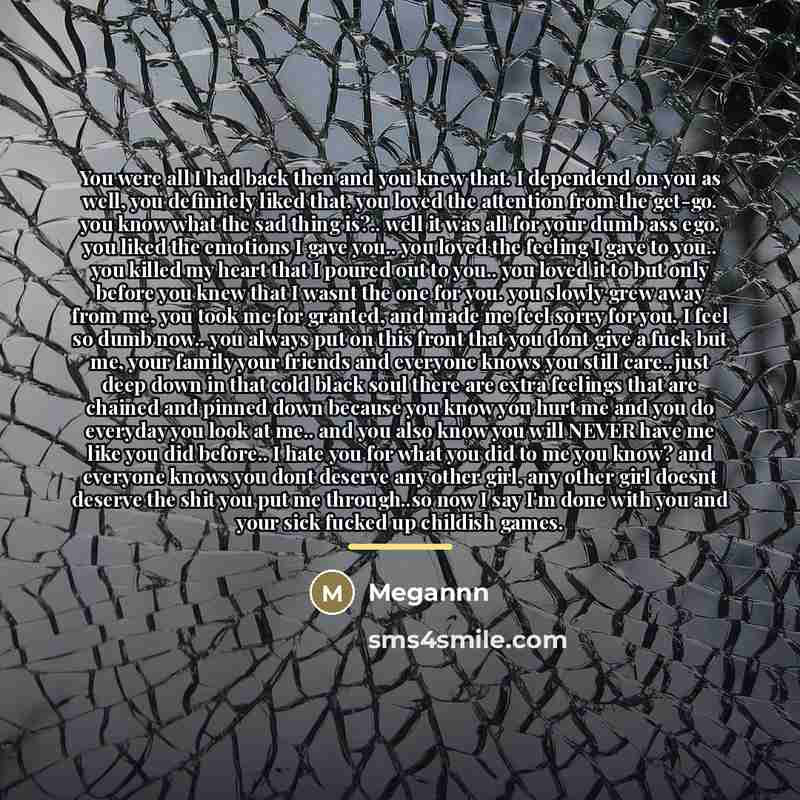 “You were all I had back then and you knew…” quote by Megannn