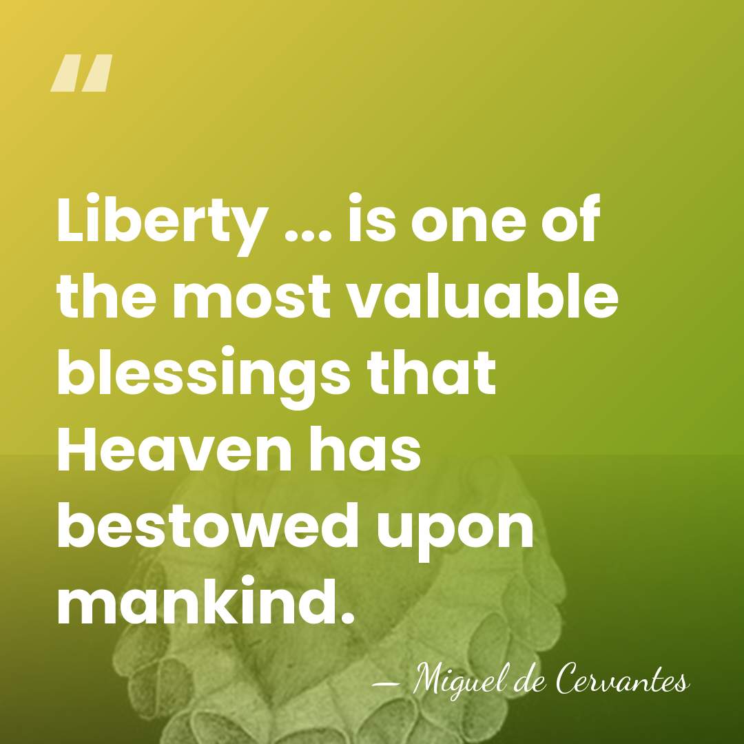 Liberty ... is one of the most valuable blessings that Heaven has&hellip; - Miguel de Cervantes