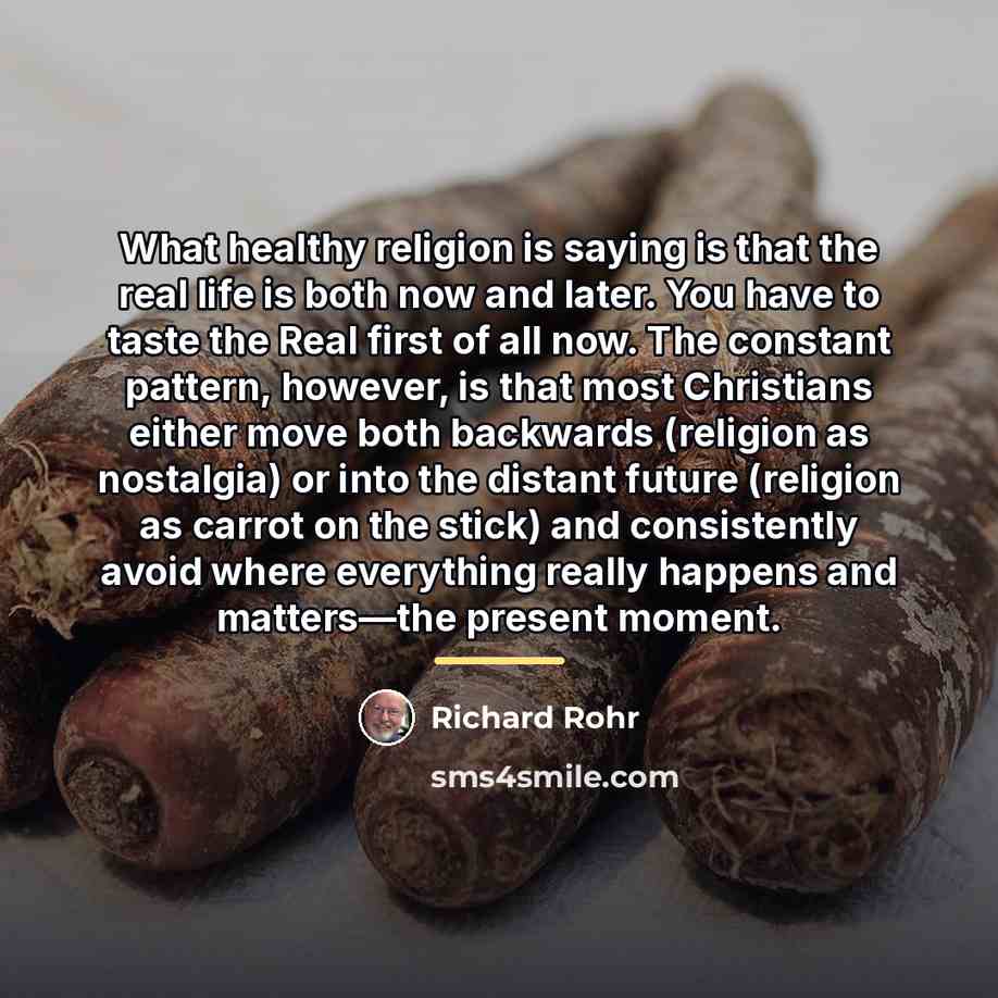 “What healthy religion is saying is that the real life…” quote by Richard Rohr