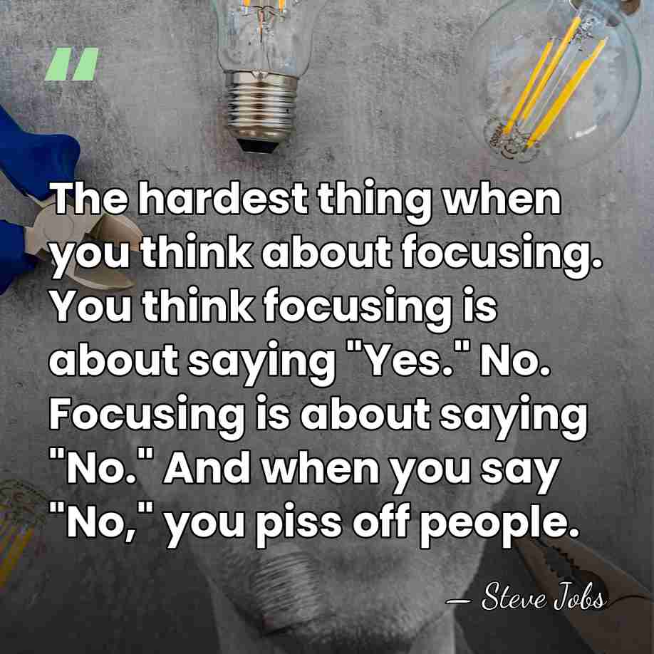 The hardest thing when you think about focusing. You think focusing is&hellip; - Steve Jobs