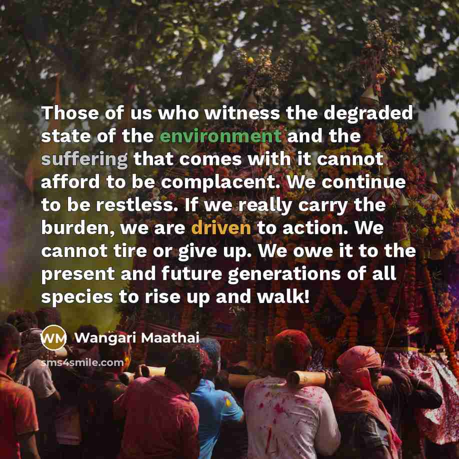“Those of us who witness the degraded state of the…” quote by Wangari Maathai