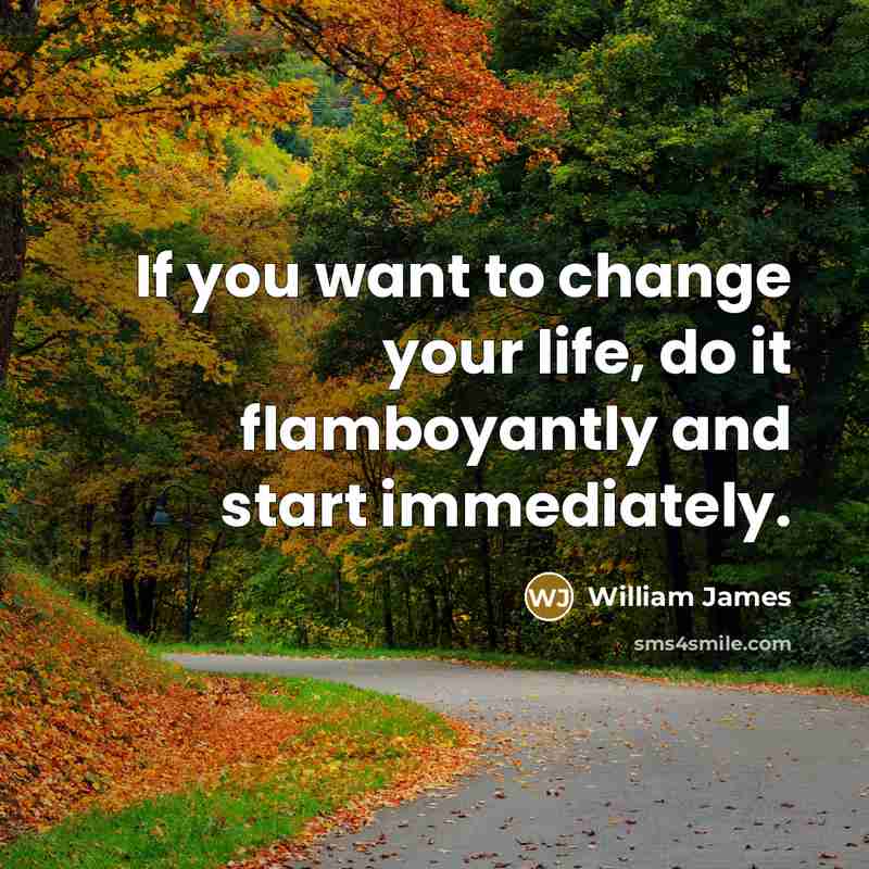 “If you want to change your life, do it flamboyantly and start immediately.” quote by William James