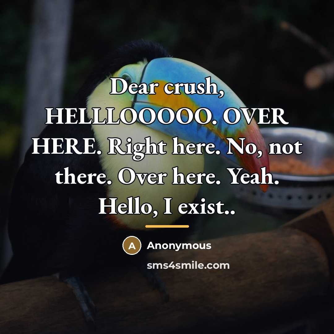 “Dear crush, HELLLOOOOO. OVER HERE. Right here. No, not there.…” quote by Anonymous