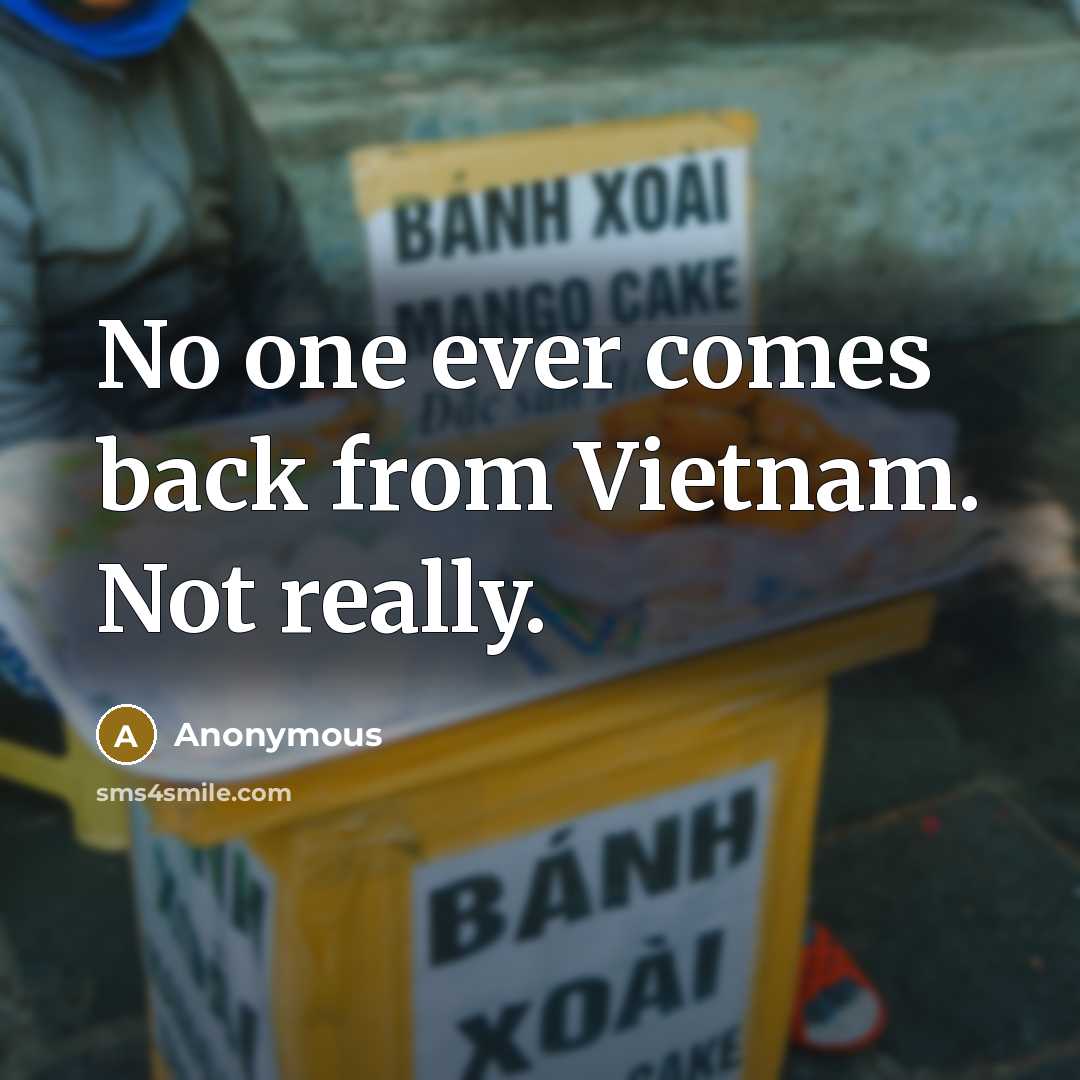 “No one ever comes back from Vietnam. Not really.” quote by Anonymous