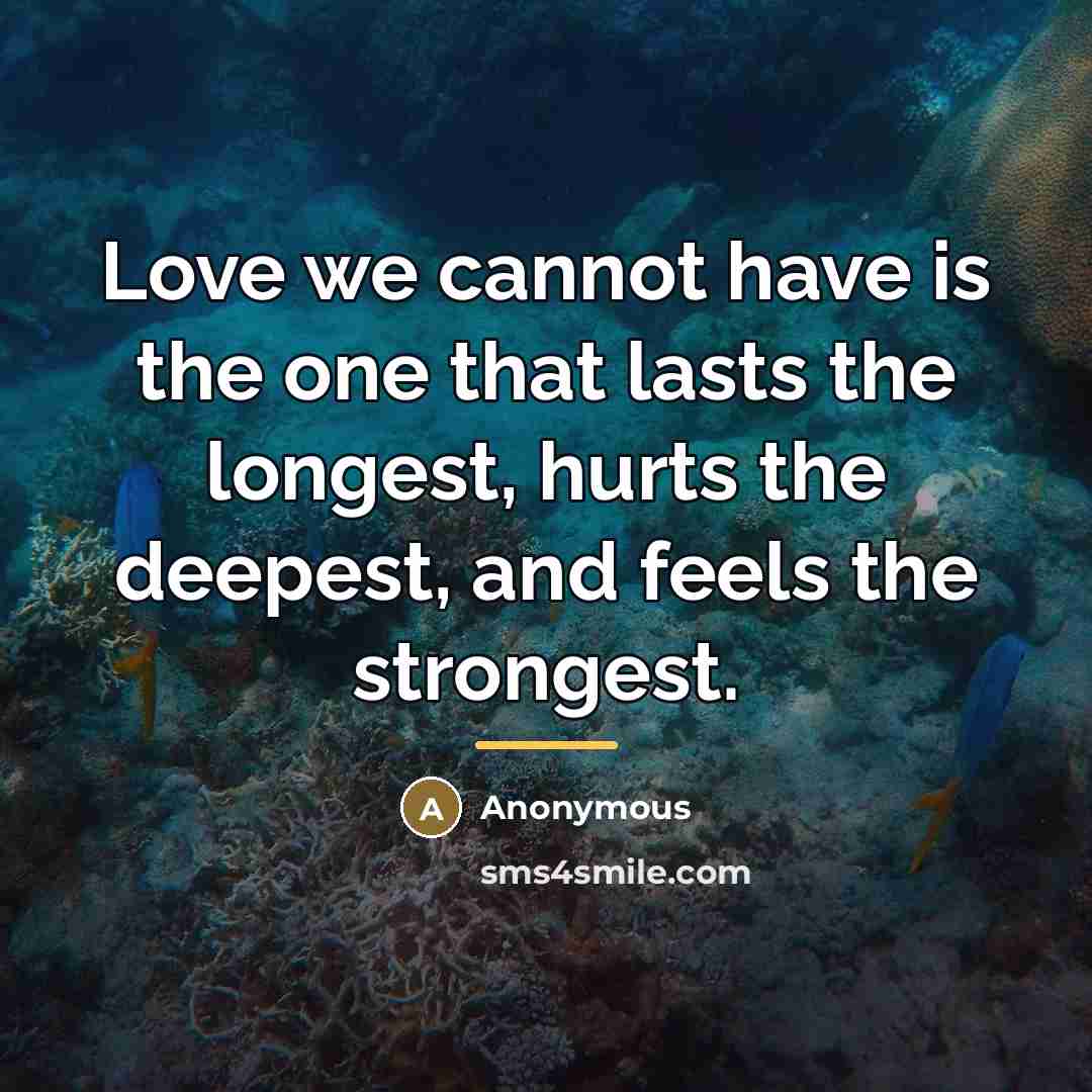 “Love we cannot have is the one that lasts the…” quote by Anonymous