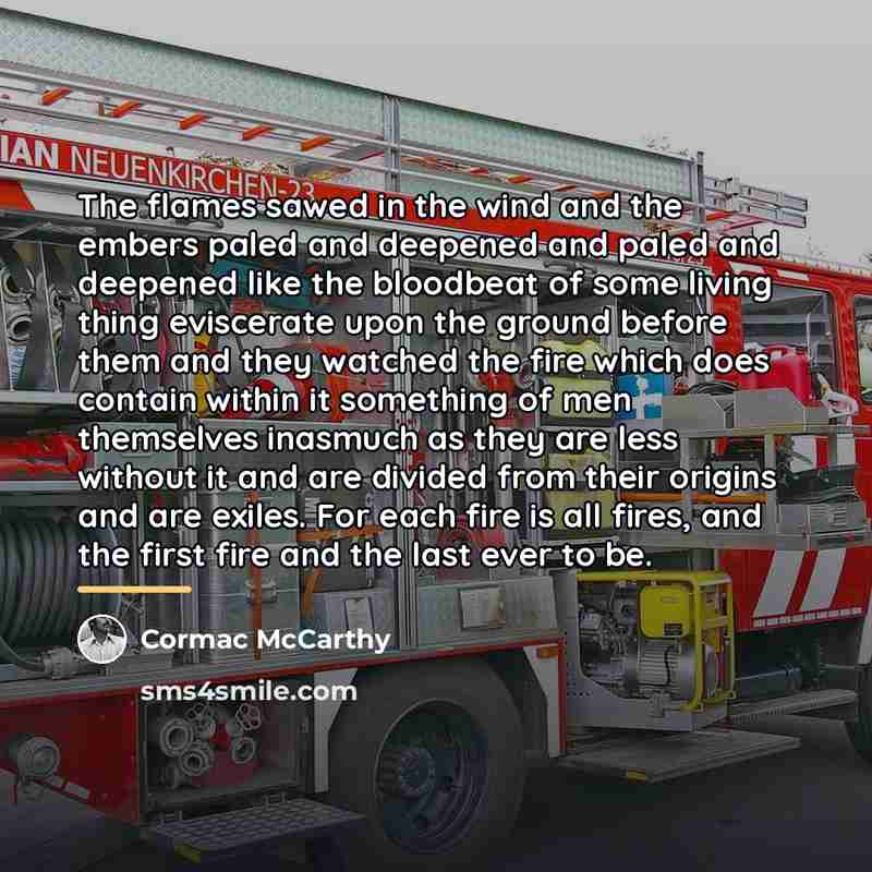 “The flames sawed in the wind and the embers paled…” quote by Cormac McCarthy