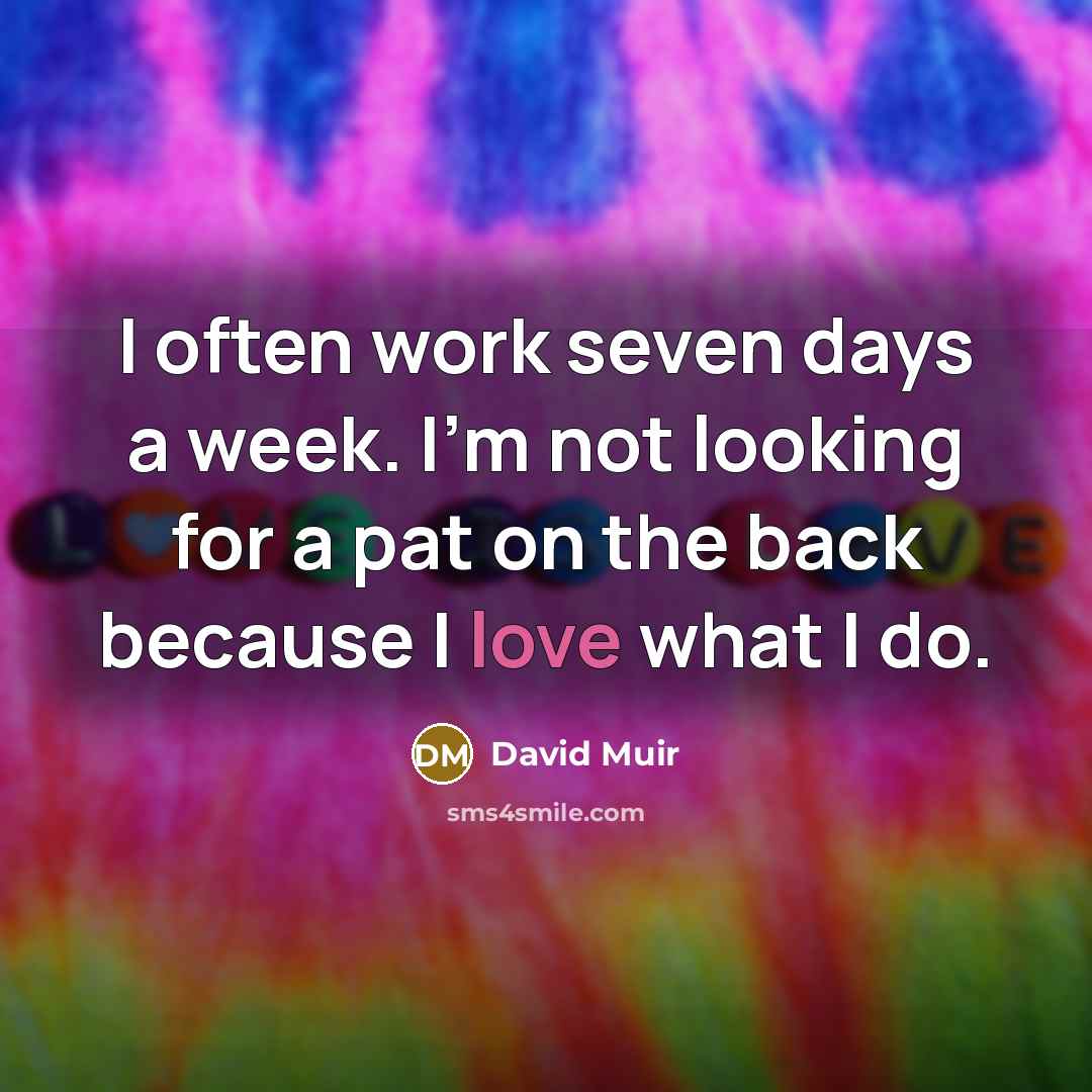 “I often work seven days a week. I'm not looking…” quote by David Muir