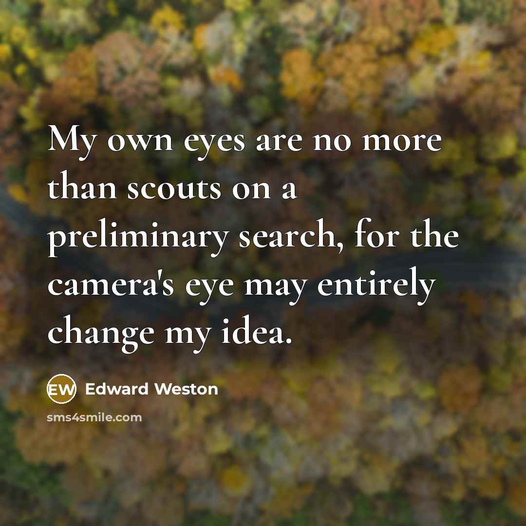 “My own eyes are no more than scouts on a…” quote by Edward Weston