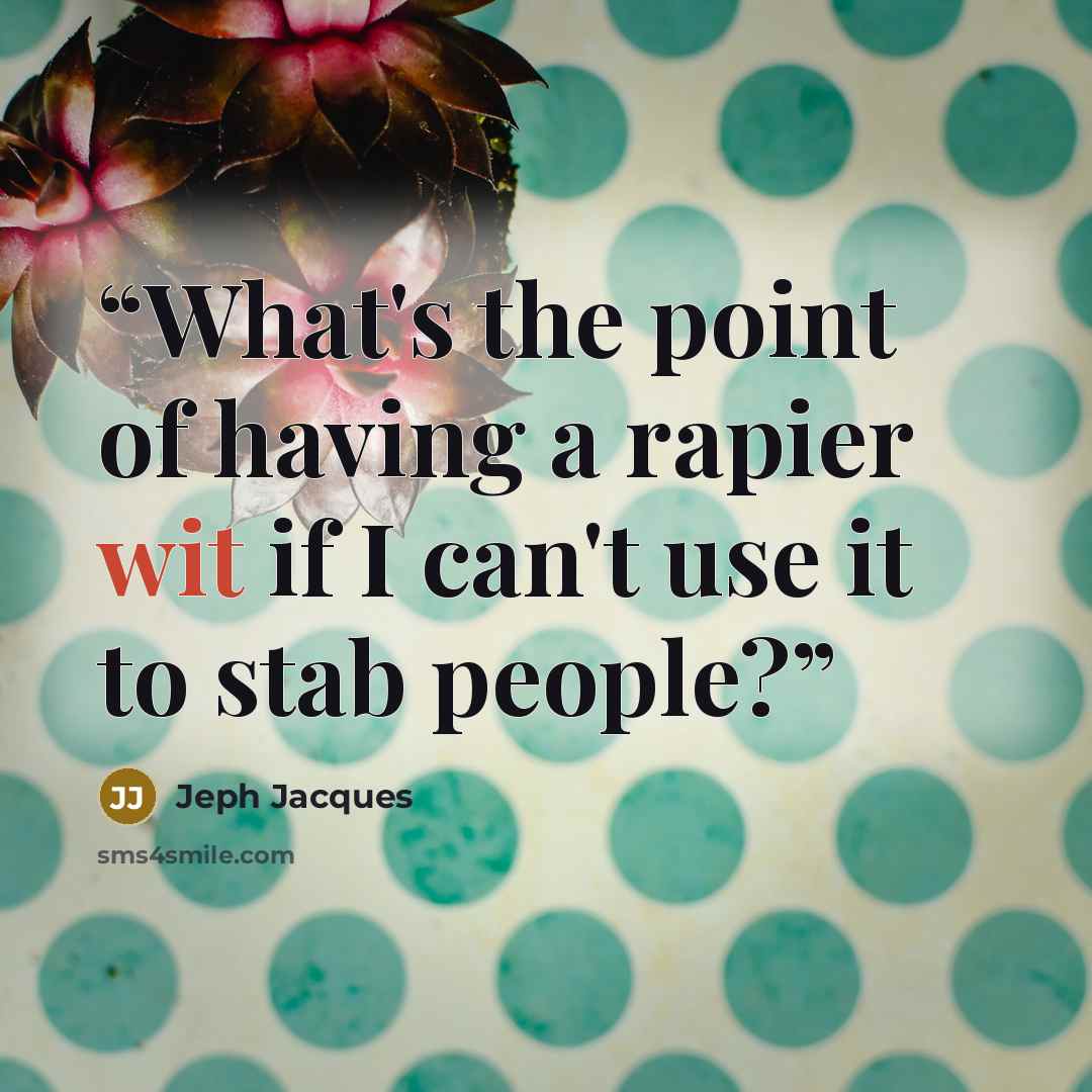“What's the point of having a rapier wit if I can't use it to stab people?” quote by Jeph Jacques