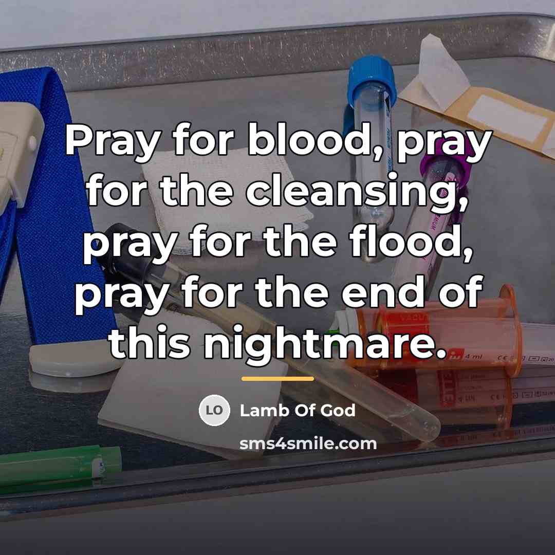 “Pray for blood, pray for the cleansing, pray for the…” quote by Lamb Of God