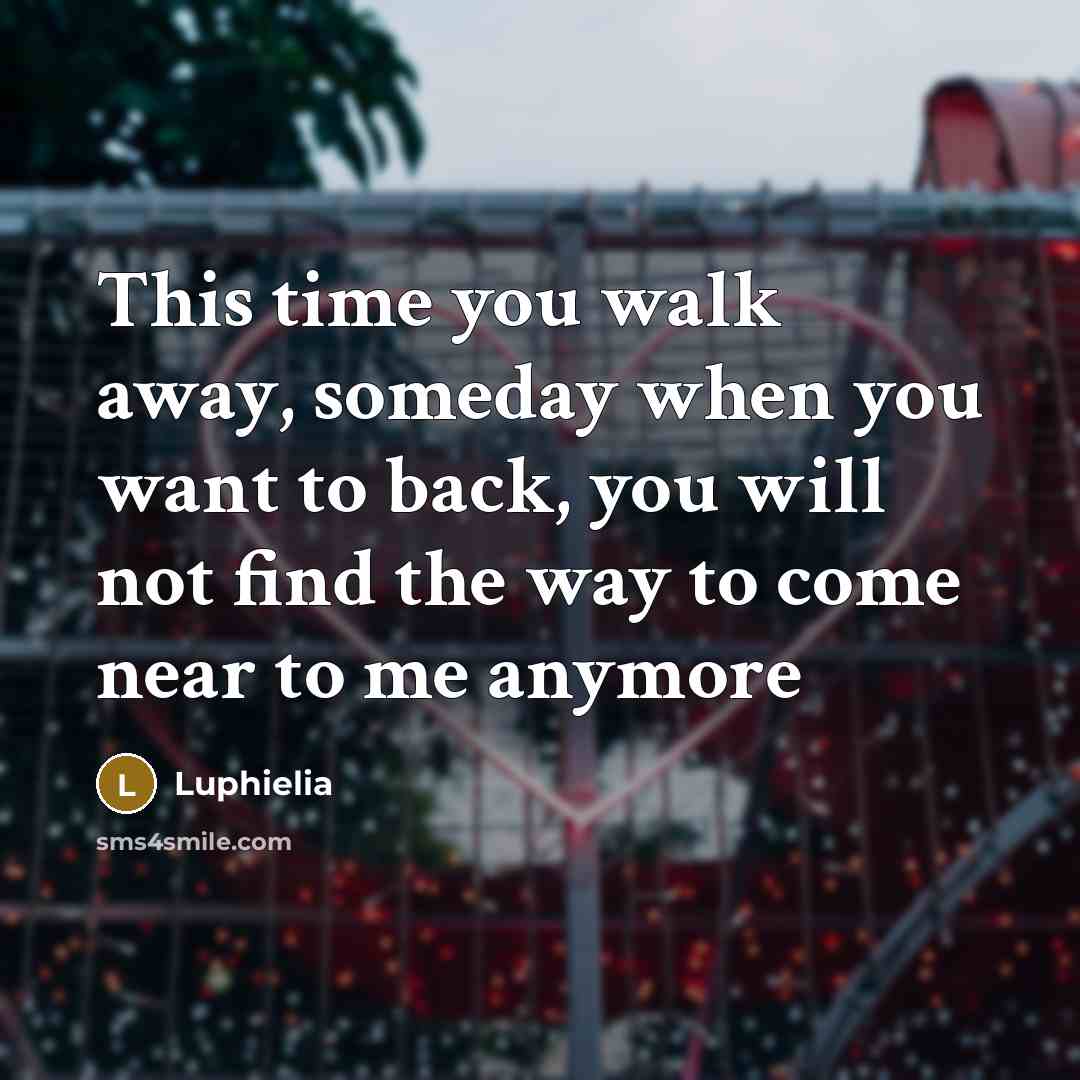 “This time you walk away, someday when you want to…” quote by Luphielia