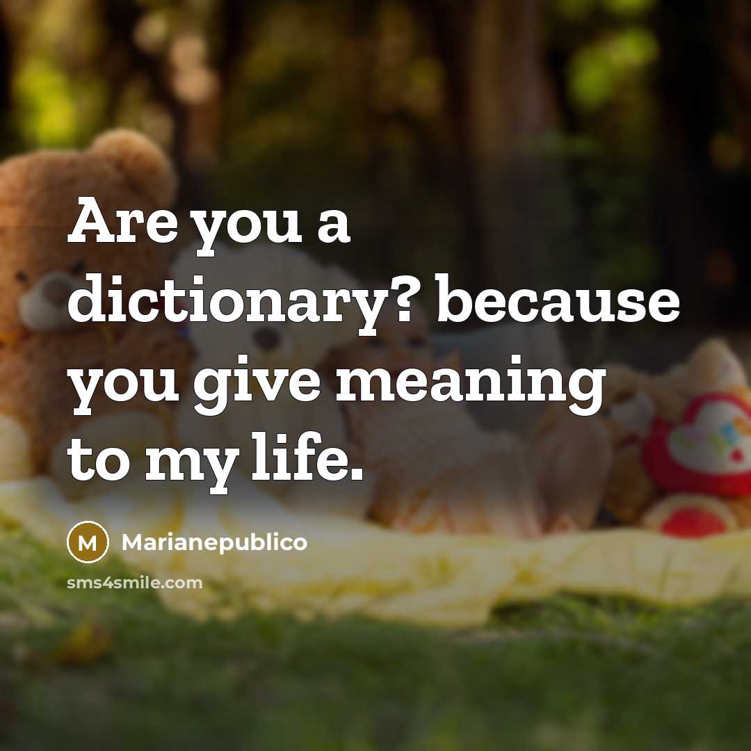 “Are you a dictionary? because you give meaning to my…” quote by Marianepublico