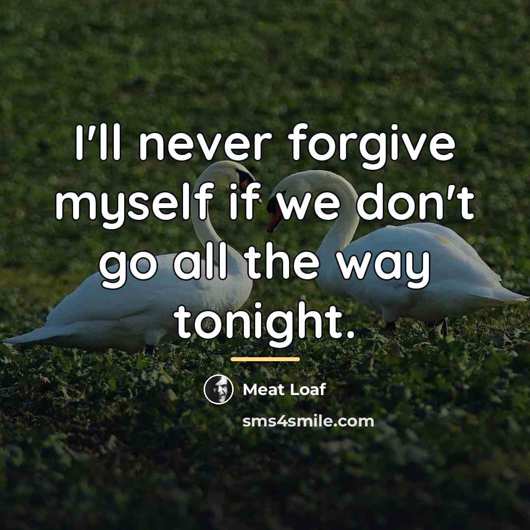 “I'll never forgive myself if we don't go all the…” quote by Meat Loaf
