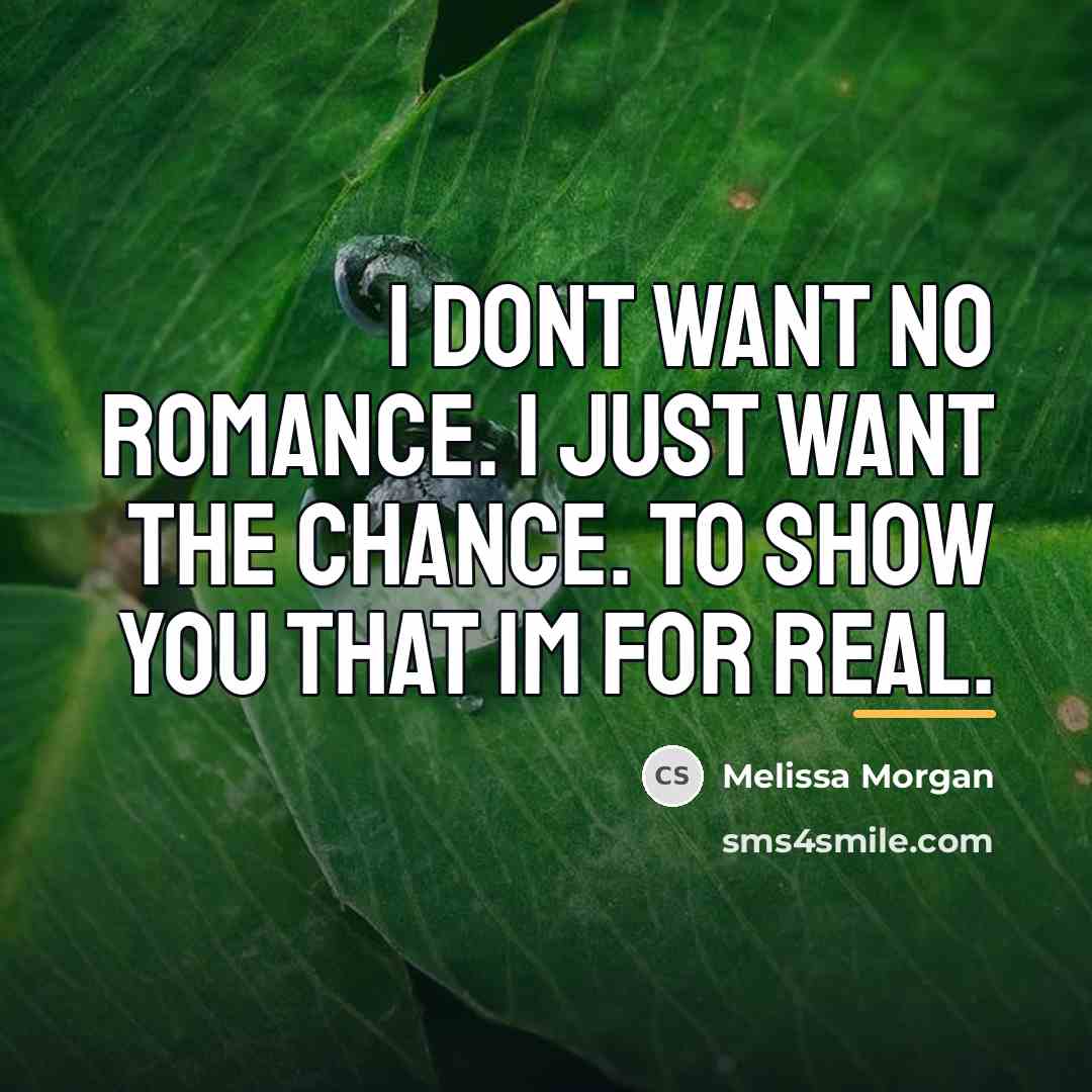 “I dont want no romance. I just want the chance.…” quote by Melissa Morgan
