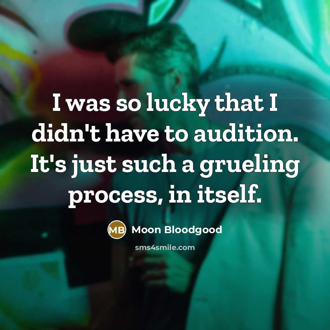 “I was so lucky that I didn't have to audition. It's just such a grueling process, in itself.” quote by Moon Bloodgood