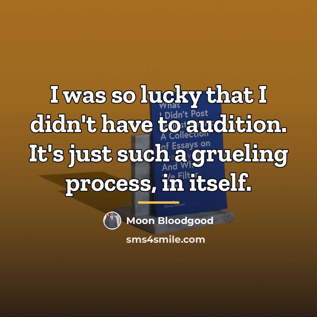 “I was so lucky that I didn't have to audition.…” quote by Moon Bloodgood
