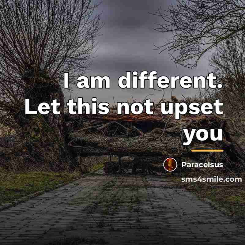 “I am different. Let this not upset you…” quote by Paracelsus