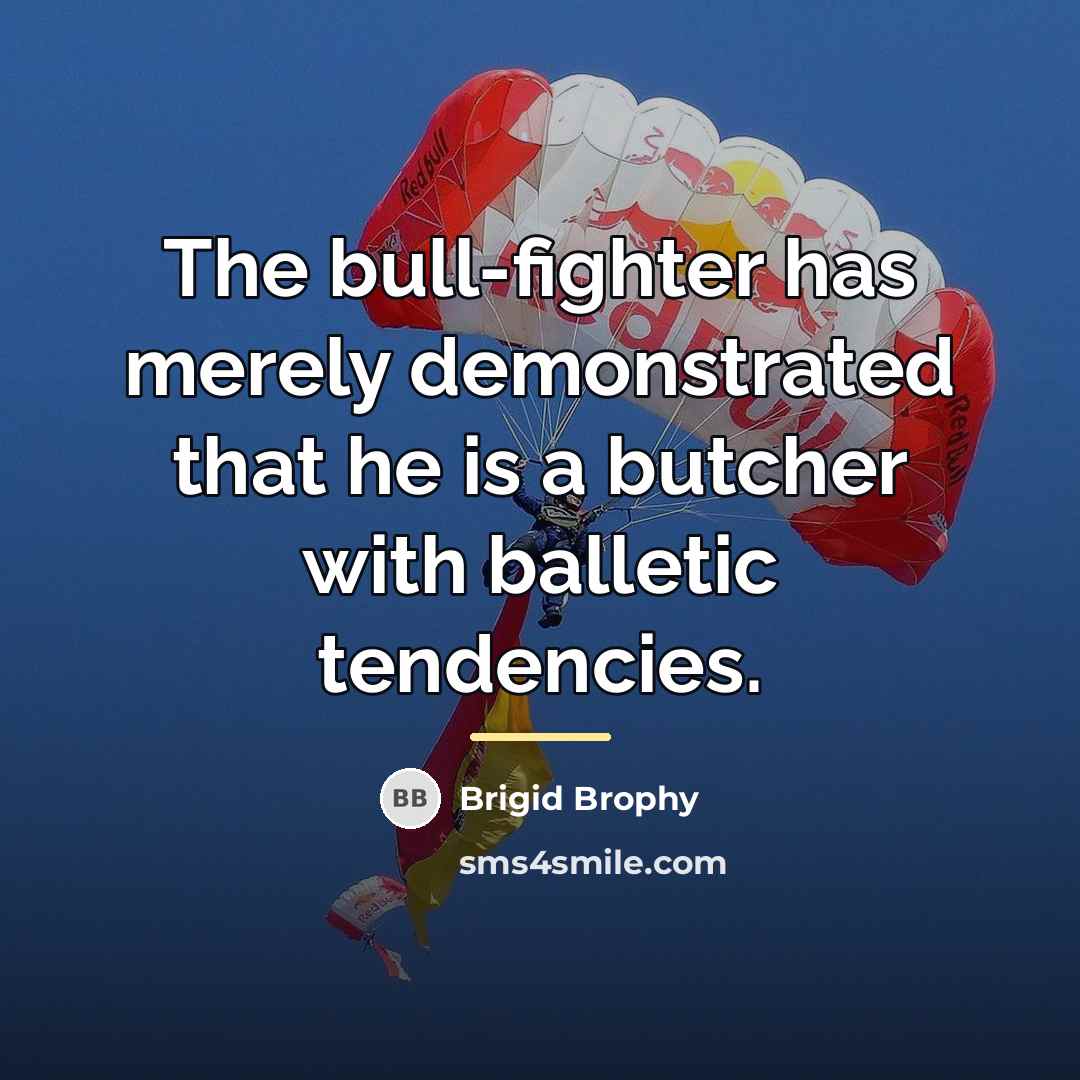 “The bull-fighter has merely demonstrated that he is a butcher…” quote by Brigid Brophy