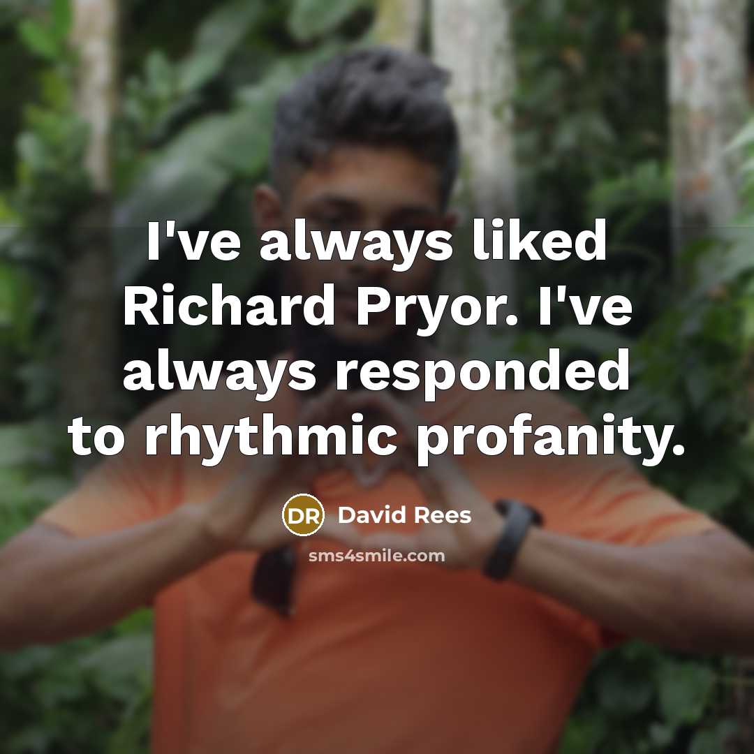 “I've always liked Richard Pryor. I've always responded to rhythmic profanity.” quote by David Rees